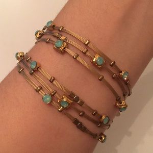 Seasonal Whispers Bracelets (Set of 6), Gold/Mint